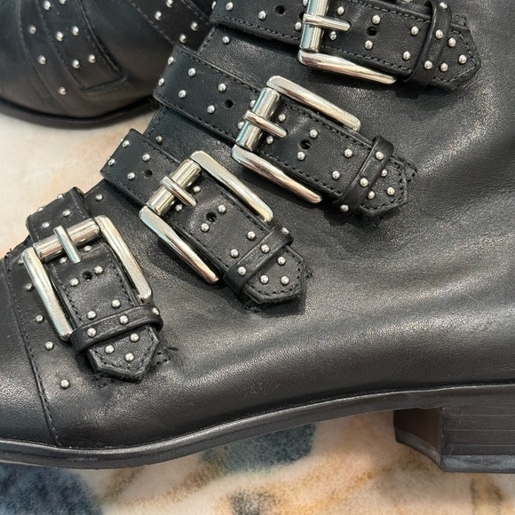 Rebecca Minkoff Black Buckle Ankle Boots 8.5 - Picture 2 of 13